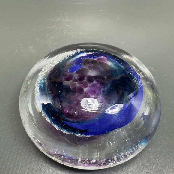 Venetian Italian Art Glass Paperweight Hand Blown With Silver Flecks Multicolor - Picture 12 of 15